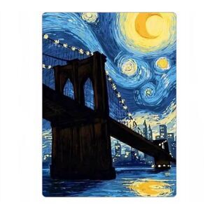 Starry Night Brooklyn Bridge Art Magnet